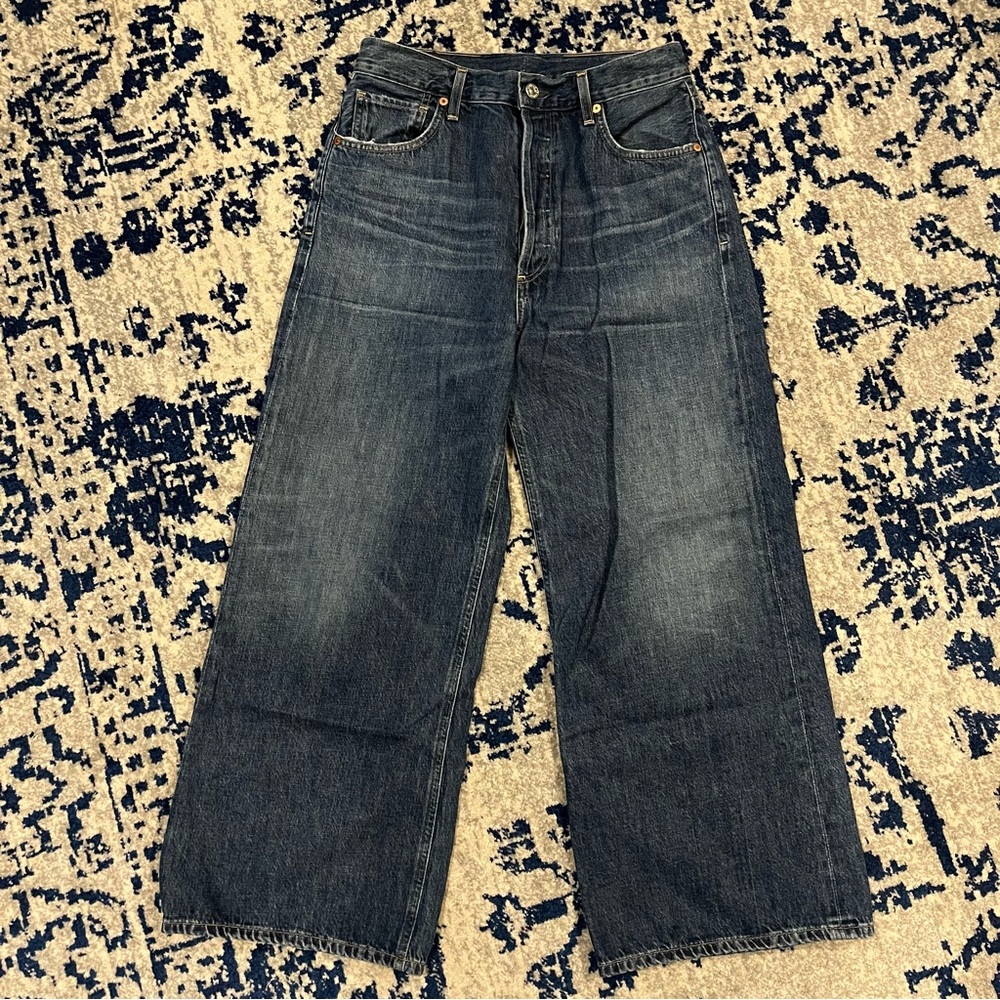 Citizens Of Humanity Dark Blue Relaxed Wide-Leg Jeans